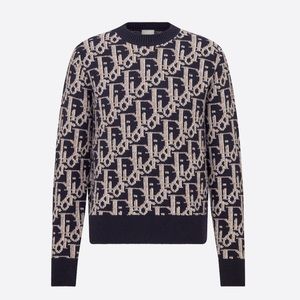 DIOR OBLIQUE SWEATER   Navy Blue Wool Jacquard